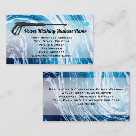 パワー洗浄圧洗浄ブルーウェーブ契約者 名刺 (正面/裏面)