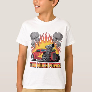 パワー過剰 - レトロホットロッド風カートゥーン マッスルカー Tシャツ