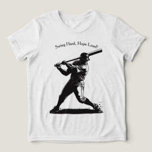 パワー・スイング - コミック風野球デザイン トライブレンドTシャツ
