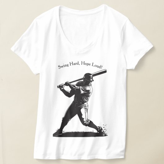 パワー・スウィング - コミック風野球デザイン Tシャツ (レイダウン)