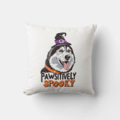 パワ不気味ーシーな水の色ハロウィンハスキー犬 クッション (正面)