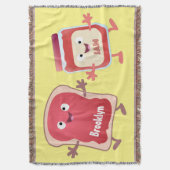 パンおもしろいとジャムのキャラクター スローブランケット (正面縦)