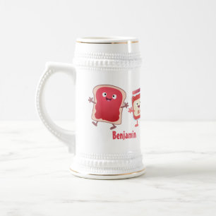 パンおもしろいとジャムのキャラクター ビールジョッキ