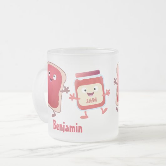 パンおもしろいとジャムのキャラクター フロストグラスマグカップ (正面左)