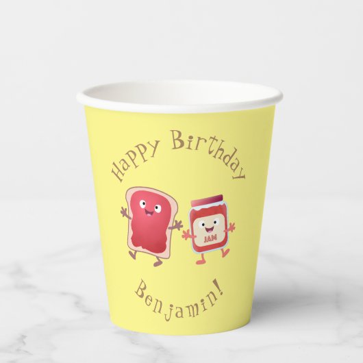 パンおもしろいとジャムのキャラクター 紙コップ (正面)