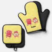 パンおもしろいとジャムのキャラクター 鍋つかみ&鍋敷きセット (正面/裏面)