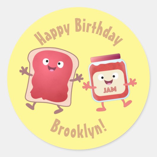 パンおもしろいとジャム漫画キャラクタークラシックrou ラウンドシール (正面)