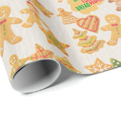 パンおもしろいの人々ジンジャーブレッドのクリスマスを見る ラッピングペーパー (ロールコーナー)