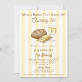 パンおもしろいチャーニングバターをテーマにした誕生日パーティー 招待状 (正面)