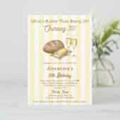 パンおもしろいチャーニングバターをテーマにした誕生日パーティー 招待状 (スタンド正面)