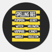 パンおもしろいハロウィーンの衣装の先生スペル ラウンドシール (正面)