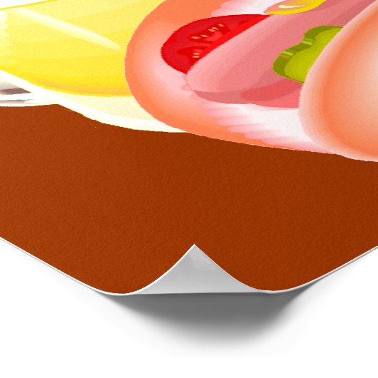 パンとビールにホットドッグとフィキンの全てを持つ ポスター (角)