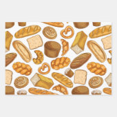 パンとベーカリータイル模様 ラッピングペーパーシート (正面3)
