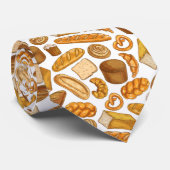 パンとペストリーベーカリータイル模様 ネクタイ (ロール)