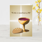 パンとワイン最後の晩餐イースター聖餐会 カード (黄色い花)