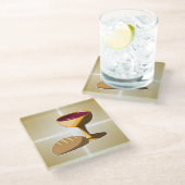 パンとワイン最後の晩餐イースター聖餐会 ガラスコースター (アングル)