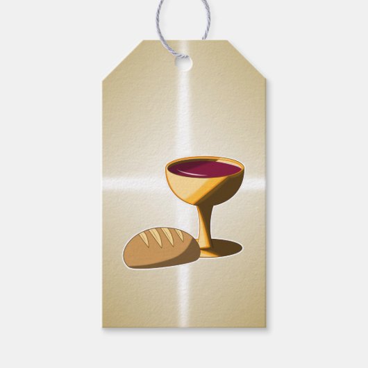 パンとワイン最後の晩餐イースター聖餐会 ギフトタグ (正面)