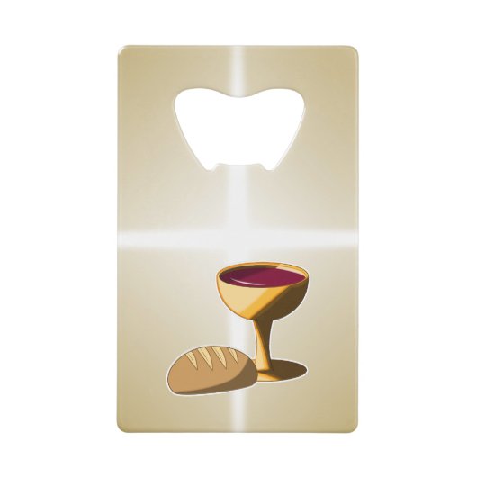 パンとワイン最後の晩餐イースター聖餐会 クレジットカード栓抜き (正面)