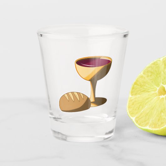 パンとワイン最後の晩餐イースター聖餐会 ショットグラス (正面)