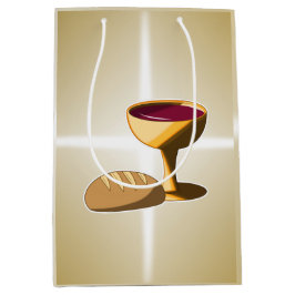 パンとワイン最後の晩餐イースター聖餐会 ミディアムペーパーバッグ