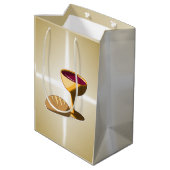 パンとワイン最後の晩餐イースター聖餐会 ミディアムペーパーバッグ (裏面アングル)