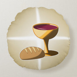 パンとワイン最後の晩餐イースター聖餐会 ラウンドクッション