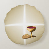 パンとワイン最後の晩餐イースター聖餐会 ラウンドクッション (裏面)