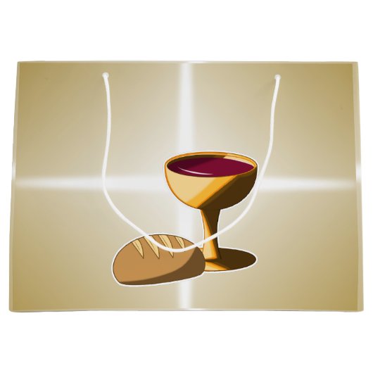 パンとワイン最後の晩餐イースター聖餐会 ラージペーパーバッグ (正面)