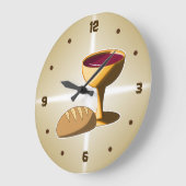 パンとワイン最後の晩餐イースター聖餐会 ラージ壁時計 (傾斜)