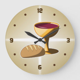 パンとワイン最後の晩餐イースター聖餐会 ラージ壁時計