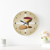 パンとワイン最後の晩餐イースター聖餐会 ラージ壁時計 (ホーム)