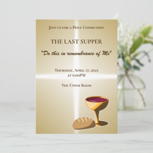 パンとワイン最後の晩餐イースター聖餐会 招待状 (スタンド正面)
