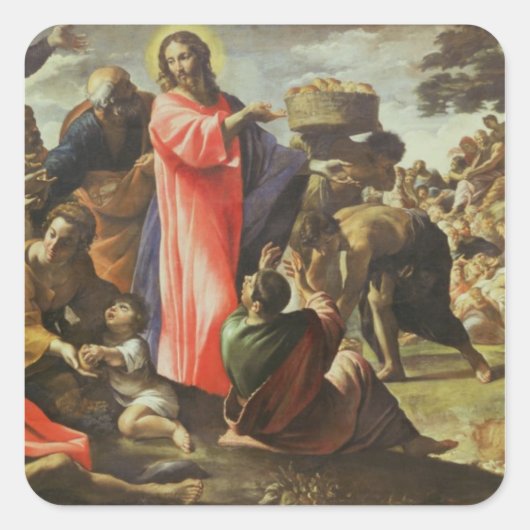 パンと魚の乗算 スクエアシール (正面)