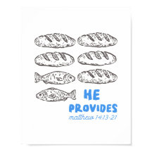パンと魚を与えてくださるイエスさま キリスト教の壁掛けアート