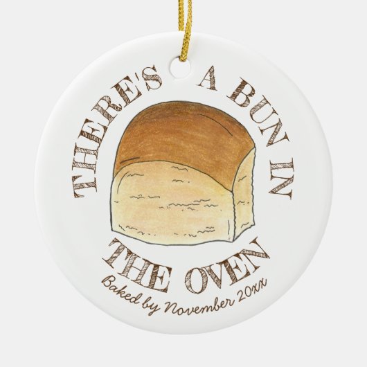 パンにオーブンのパンの夕食赤転がちゃんのシャワー セラミックオーナメント (正面)