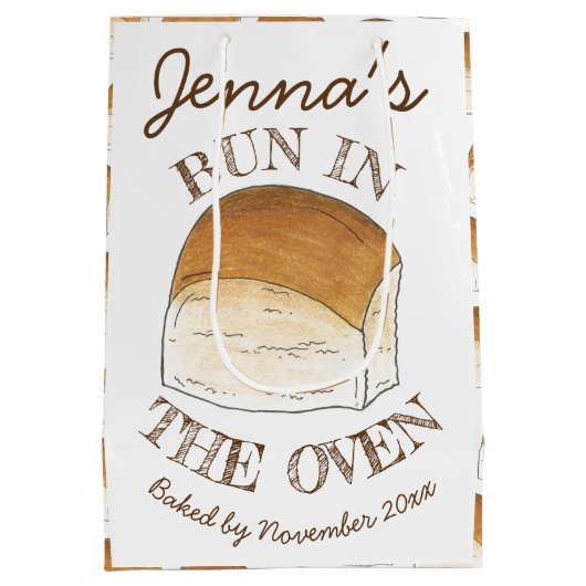 パンにオーブンのパンの夕食赤転がちゃんのシャワー ミディアムペーパーバッグ (裏面)