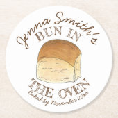 パンにオーブンのパンの夕食赤転がちゃんのシャワー ラウンドペーパーコースター (正面)