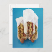 パンに挟まれた3つのホットドッグ ポストカード (正面/裏面)