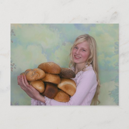パンのゴロをした女の子 ポストカード (正面)