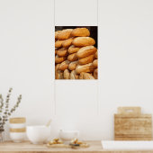 パンのバゲット、ホーカーによる通りでの販売。 ポスター (キッチン)