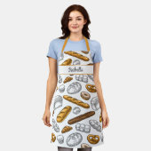 パンのベーカーパーソナライズされたパタカスタムーン文字 エプロン (着用した状態)