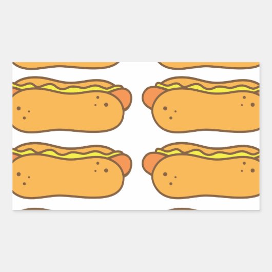 パンの上のホットドッグ 長方形シール (正面)