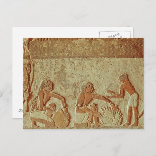 パンの作りとベーキングを描いたレリーフ、 浮き彫り ポストカード (正面/裏面)