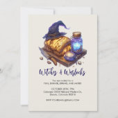 パンの塊と白熱［赤熱］光を放つ魔女の帽子、ハロウィーン 招待状 (正面)