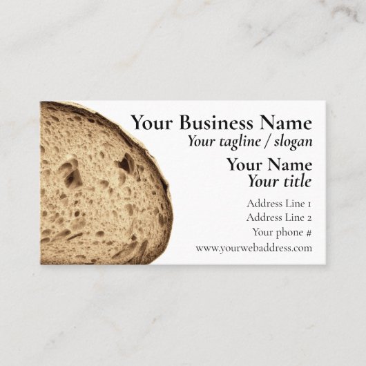 パンの専門店の茶色の焼き目のついた玄米パンのローフ 名刺 (正面)