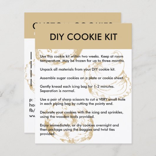 パンの店の手作りクッキーキットの説明が簡単 (正面/裏面)