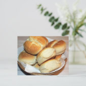 パンの転が箱写真で白いディナー ポストカード (スタンド正面)