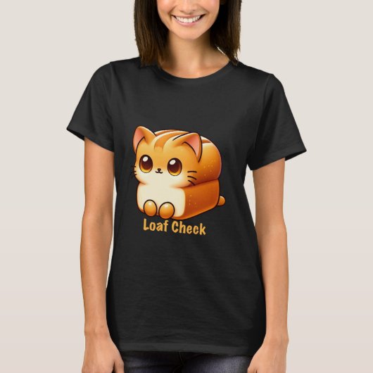 パンをチェックする猫 Tシャツ (正面)