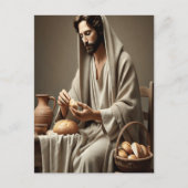 パンを切るイエスの神聖な行為 ポストカード (正面)