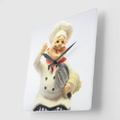 パンアクリル壁時計で笑うシェフ スクエア壁時計 (傾斜)